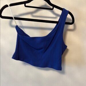 SHEIN Blue Asymmetrical Sleeveless Crop Top